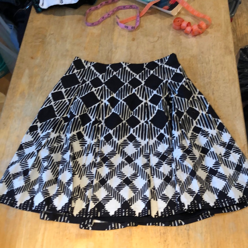Talbots Black and White A-line Pleated Skirt